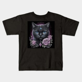 Crystal British Shorthair Black Cat Kids T-Shirt